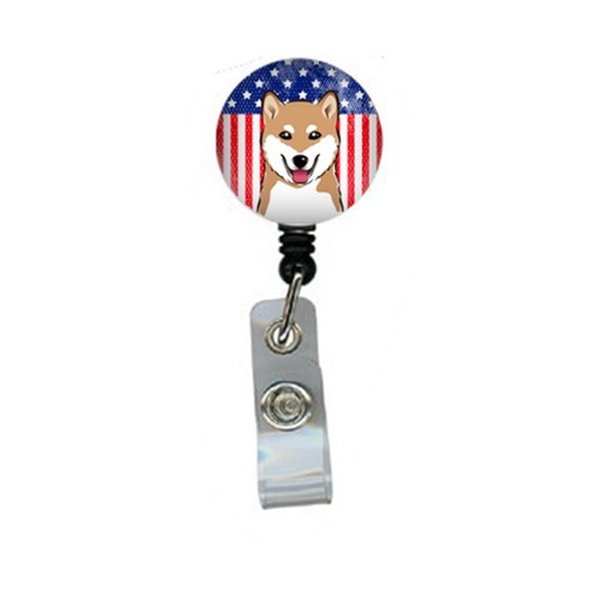 Teachers Aid American Flag & Shiba Inu Retractable Badge Reel TE889366